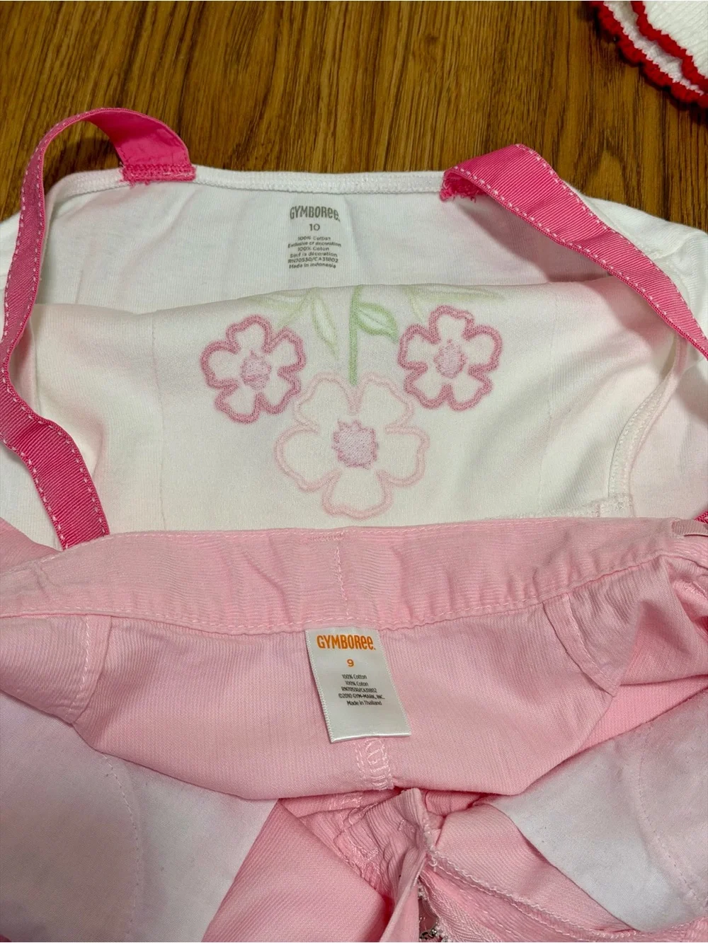 Gymboree Girls L 9/10 Cherry Tank & Cardi Denim Skirt Belt FloralTank Pink Skirt